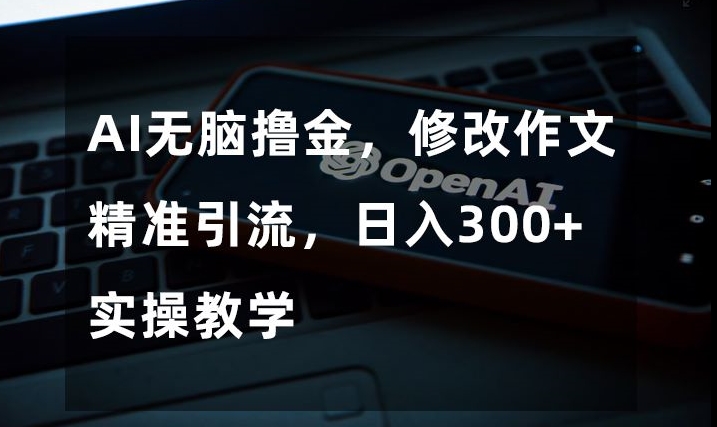 AI无脑撸金，修改作文精准引流，日入300+，实操教学【揭秘】-瀚海资源库