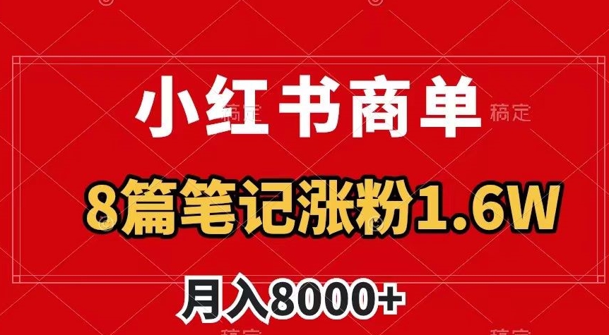 小红书商单最新玩法，8篇笔记涨粉1.6w，作品制作简单，月入8000+【揭秘】-瀚海资源库