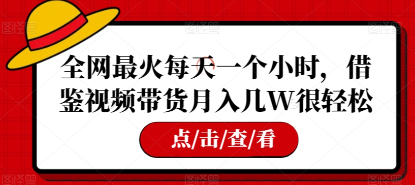 全网最火每天一个小时，借鉴视频带货月入几W很轻松【揭秘】-瀚海资源库