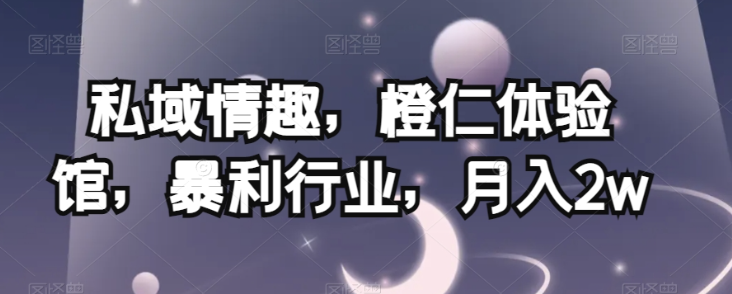 私域情趣，橙仁体验馆，暴利行业，月入2w【揭秘】-瀚海资源库
