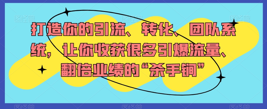 打造你的引流、转化、团队系统，让你收获很多引爆流量、翻倍业绩的“杀手锏”-瀚海资源库