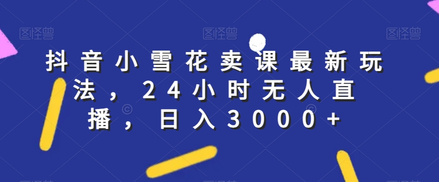 抖音小雪花卖课最新玩法，24小时无人直播，日入3000+【揭秘】-瀚海资源库