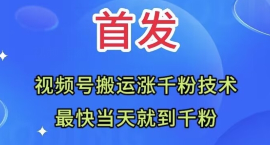 全网首发：视频号无脑搬运涨千粉技术，最快当天到千粉【揭秘】-瀚海资源库