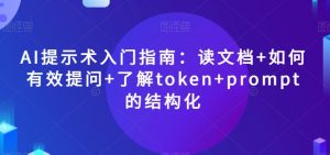 AI提示术入门指南：读文档+如何有效提问+了解token+prompt的结构化【揭秘】-瀚海资源库