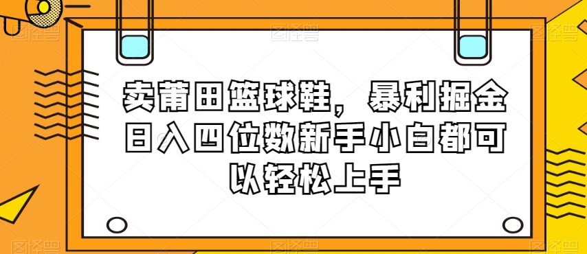 卖莆田篮球鞋，暴利掘金日入四位数新手小白都可以轻松上手【揭秘】-瀚海资源库