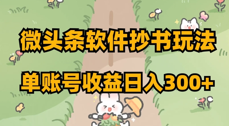 微头条软件抄书玩法，单账号收益日入300+【揭秘】-瀚海资源库