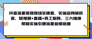 抖音流量变现现场实操营,实体店同城获客,短视频+直播+员工矩阵,三大维度帮助实体引爆流量业绩倍增-瀚海资源库