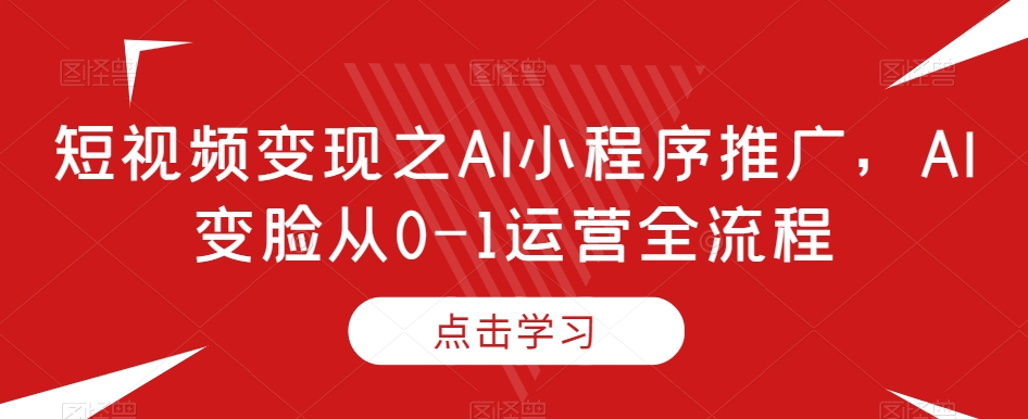 短视频变现之AI小程序推广，AI变脸从0-1运营全流程-瀚海资源库