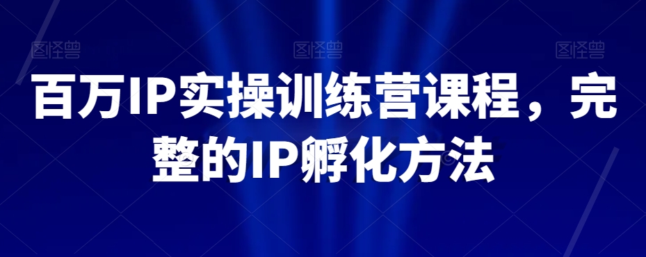 百万IP实操训练营课程，完整的IP孵化方法-瀚海资源库
