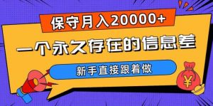一个永久存在的信息差，保守月入20000+，新手直接跟着做【揭秘】-瀚海资源库