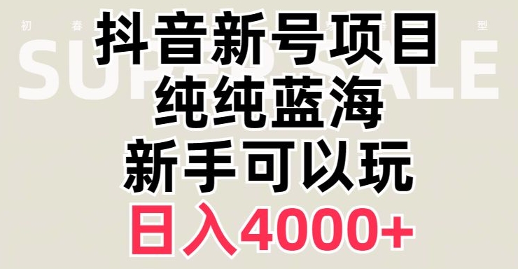 抖音蓝海赛道，必须是新账号，日入4000+【揭秘】-瀚海资源库