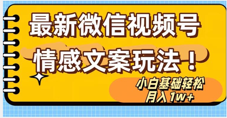 微信视频号情感文案最新玩法，小白轻松月入1万+无脑搬运【揭秘】-瀚海资源库