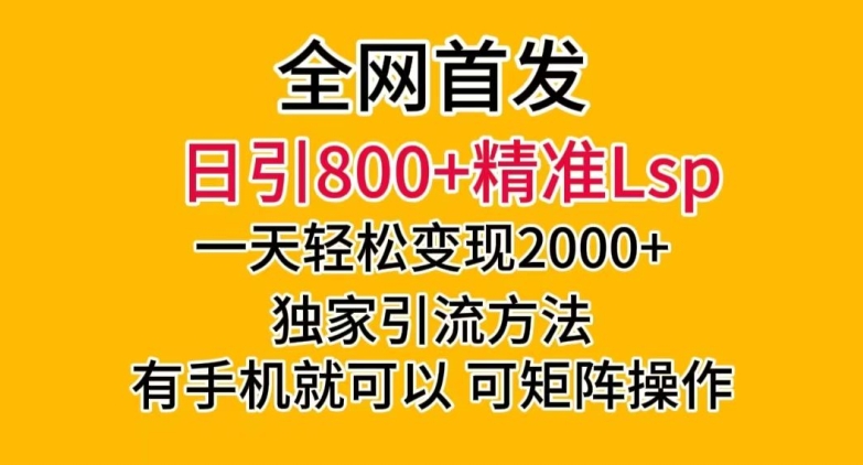 全网首发！日引800+精准老色批，一天变现2000+，独家引流方法，可矩阵操作【揭秘】-瀚海资源库