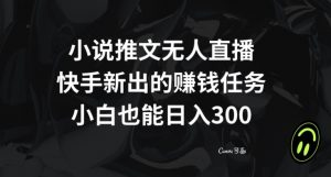 小说推文无人直播，快手新出的赚钱任务，小白也能日入300+【揭秘】-瀚海资源库
