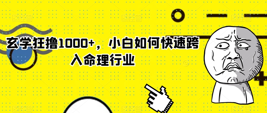 玄学狂撸1000+，小白如何快速跨入命理行业【揭秘】-瀚海资源库