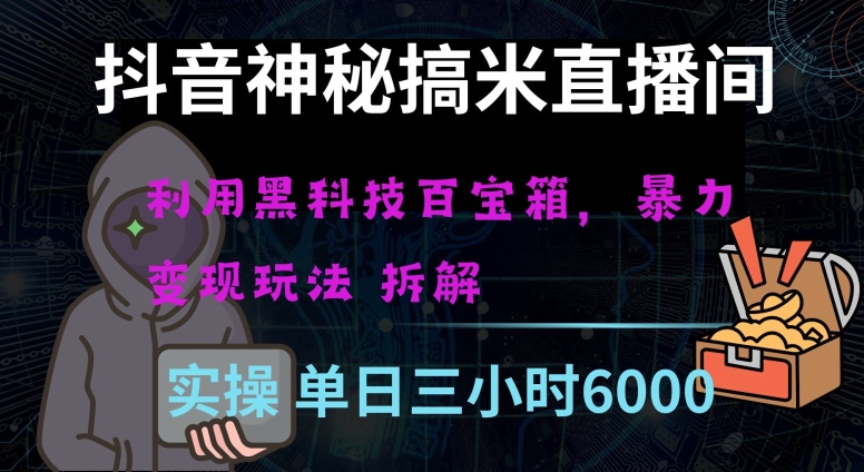 抖音神秘直播间黑科技日入四位数及格暴力项目全方位解读【揭秘】-瀚海资源库
