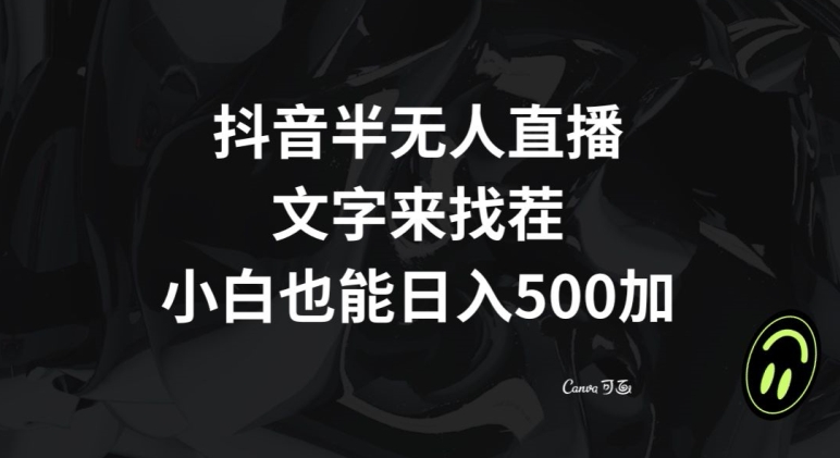 抖音半无人直播，文字来找茬小游戏，每天收益500+【揭秘】-瀚海资源库