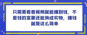 谁做过这么简单的项目?只需要看看视频就能赚到钱,不差钱的富豪还能换成实物,赚钱就是这么简单!【揭秘】-瀚海资源库