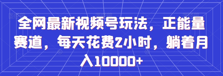 全网最新视频号玩法，正能量赛道，每天花费2小时，躺着月入10000+【揭秘】-瀚海资源库