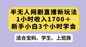 半无人网剧直播新玩法，1小时收入1700+，新手小白3小时学会【揭秘】-瀚海资源库