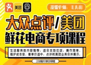 大众点评/美团鲜花电商专项课程,操作简单、维护成本低、客单价适中,点评和美团业务合并展示-瀚海资源库