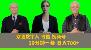 Ai生成双语数字人狂撸视频号，日入700+内附251G素材【揭秘】-瀚海资源库