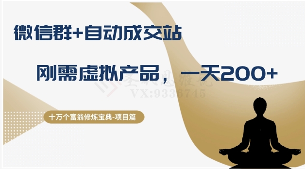 十万个富翁修炼宝典之8.微信群+自动成交站，刚需虚拟产品，一天200+-瀚海资源库