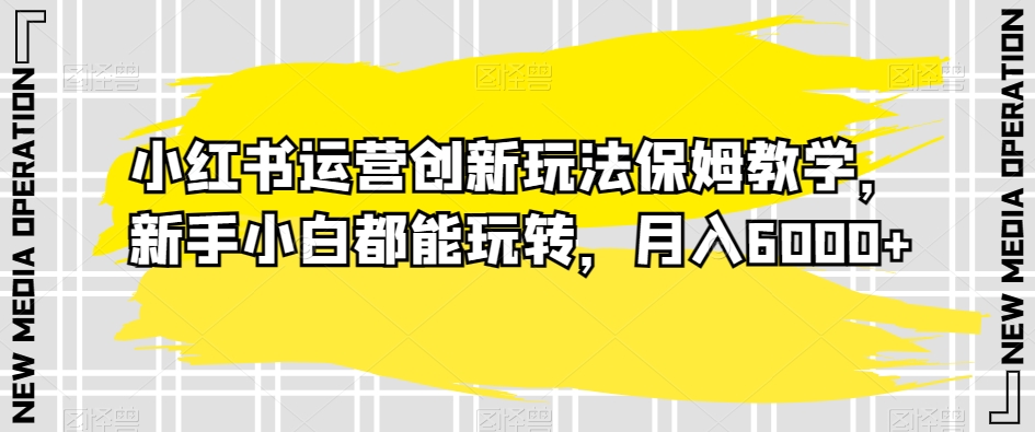 小红书运营创新玩法保姆教学，新手小白都能玩转，月入6000+【揭秘】-瀚海资源库