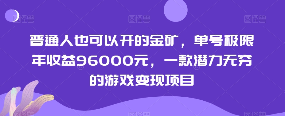 普通人也可以开的金矿，单号极限年收益96000元，一款潜力无穷的游戏变现项目【揭秘】-瀚海资源库