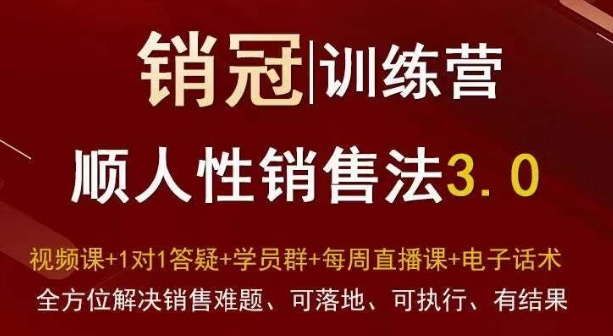 爆款！销冠训练营3.0之顺人性销售法，全方位解决销售难题、可落地、可执行、有结果-瀚海资源库
