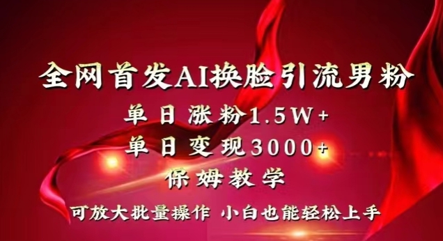 全网首发Ai换脸引流男粉，单日涨粉1.5w+，单日变现3000+，小白也能轻松上手拿结果【揭秘】-瀚海资源库