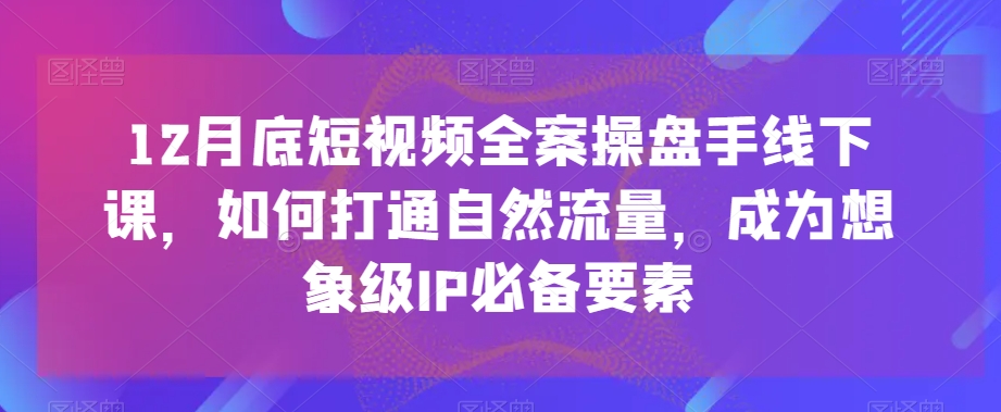 12月底短视频全案操盘手线下课，如何打通自然流量，成为想象级IP必备要素-瀚海资源库