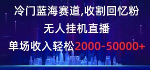 冷门蓝海赛道，收割回忆粉，无人挂机直播，单场收入轻松2000-5w+【揭秘】-瀚海资源库