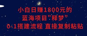 小白能日赚1800元的蓝海项目”释梦”0-1搭建流程可直接复制粘贴长期做【揭秘】-瀚海资源库