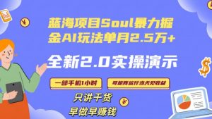 Soul怎么做到单月变现25000+全新2.0AI掘金玩法全程实操演示小白好上手【揭秘】-瀚海资源库