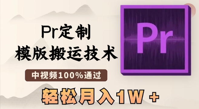 最新Pr定制模版搬运技术，中视频100%通过，几分钟一条视频，轻松月入1W＋【揭秘】-瀚海资源库