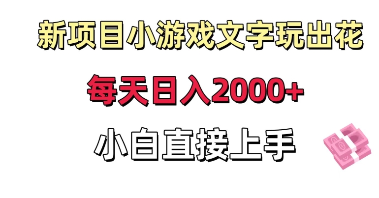 新项目小游戏文字玩出花日入2000+，每天只需一小时，小白直接上手【揭秘】-瀚海资源库