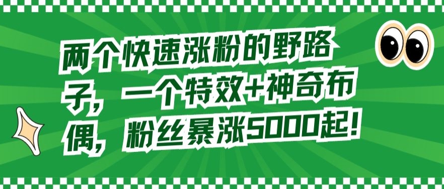 两个快速涨粉的野路子，一个特效+神奇布偶，粉丝暴涨5000起【揭秘】-瀚海资源库