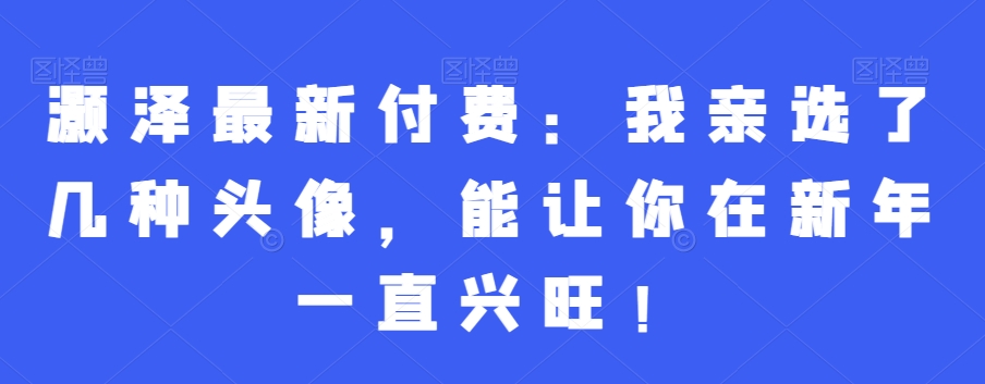 灏泽最新付费：我亲选了几种头像，能让你在新年一直兴旺！-瀚海资源库