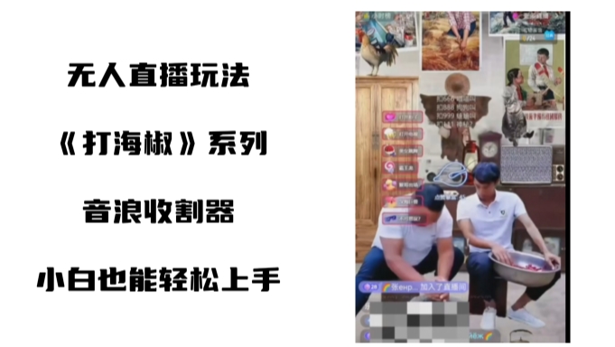 打海椒无人直播整蛊项目，小白轻松上手撸音浪收割器-瀚海资源库