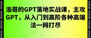 浩哥的GPT落地实战课,主攻GPT,从入门到高阶各种高端法一网打尽-瀚海资源库