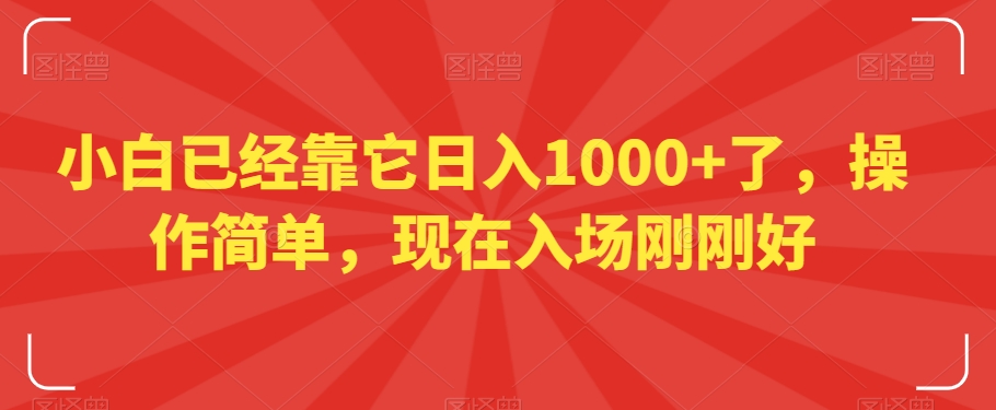 小白已经靠它日入1000+了，操作简单，现在入场刚刚好【揭秘】-瀚海资源库