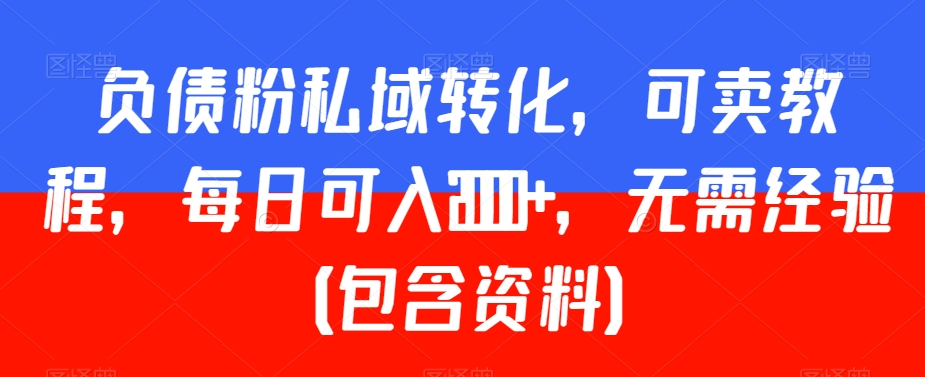 负债粉私域转化，可卖教程，每日可入2000+，无需经验（包含资料）【揭秘】-瀚海资源库