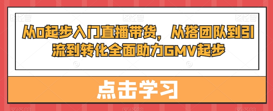 从0起步入门直播带货，​从搭团队到引流到转化全面助力GMV起步-瀚海资源库