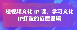 短视频文化IP课,学习文化IP打造的底层逻辑-瀚海资源库