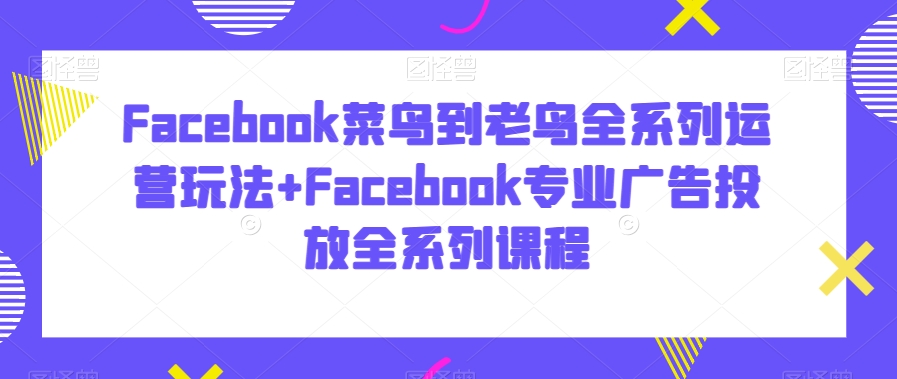 Facebook菜鸟到老鸟全系列运营玩法+Facebook专业广告投放全系列课程-瀚海资源库