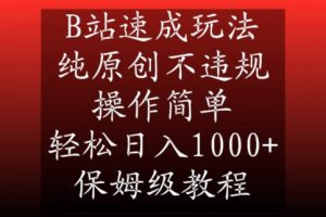 B站速成玩法,纯原创不违规,操作简单,轻松日入1000+,保姆级教程【揭秘】-瀚海资源库