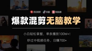 爆款混剪无脑教学，小白轻松掌握，单条播放100W+！秒过中视频任务，日赚700+【揭秘】-瀚海资源库
