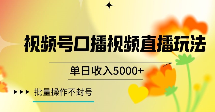 视频号囗播视频直播玩法，单日收入5000+，批量操作不封号【揭秘】-瀚海资源库