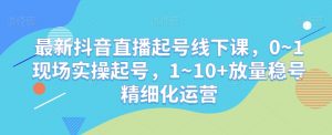 最新抖音直播起号线下课，0~1现场实操起号，1~10+放量稳号精细化运营-瀚海资源库